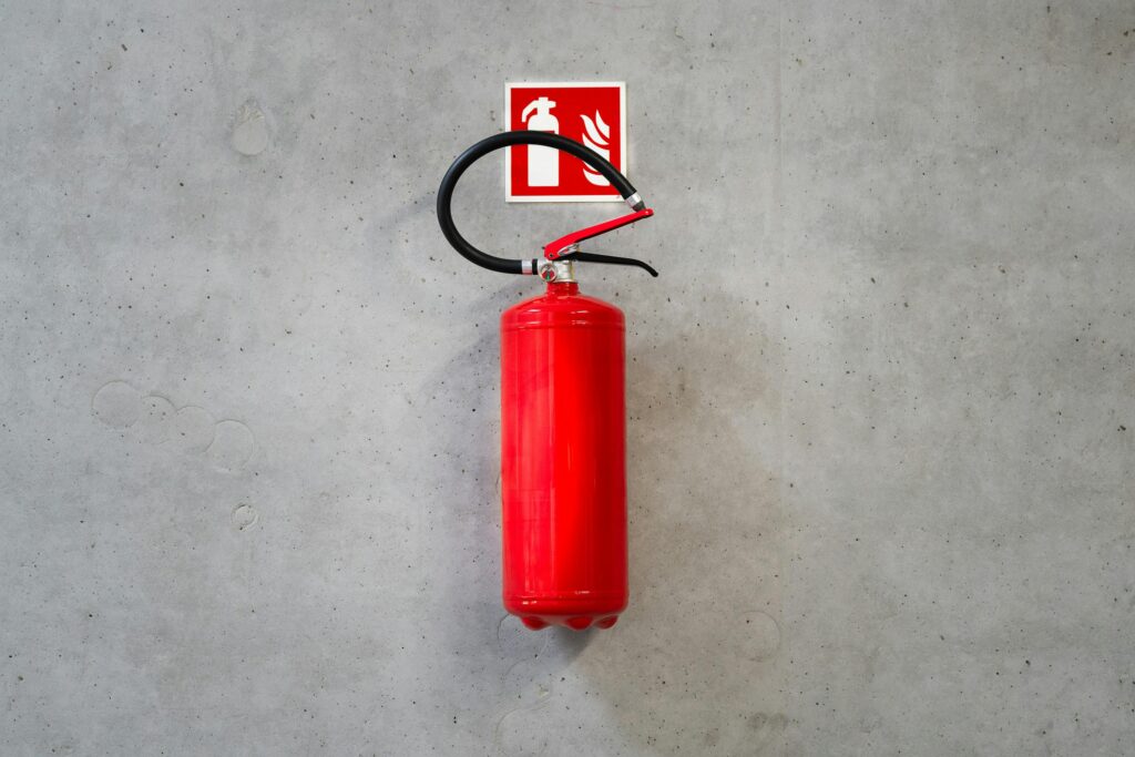 Fire hydrant fixed to concrete wall