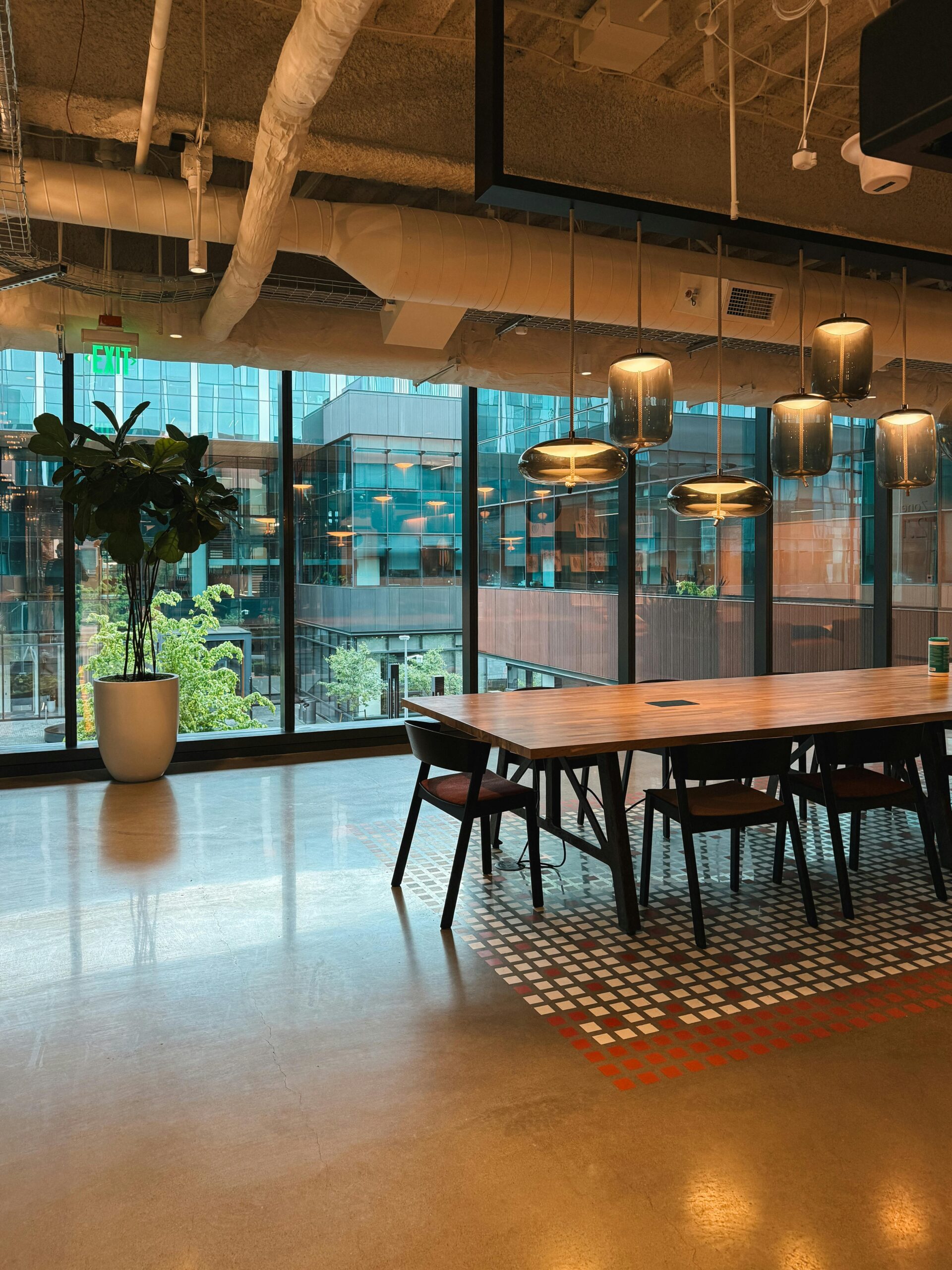 Meeting space with large wooden table